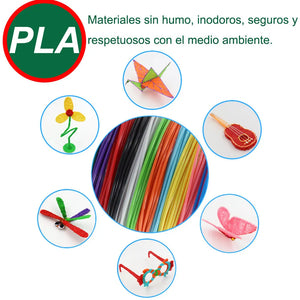 Lápiz 3D para Niños - Bolígrafo Amarillo de impresión 3D con 20 colores de filamentos + plantillas + estuche de viaje