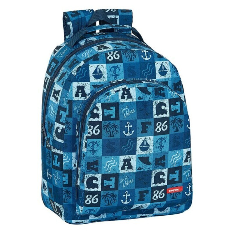 Mochila Escolar Safta Blue Vibes